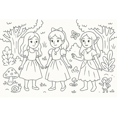 The Story of Three Girls Coloring Pages for Kids 2026