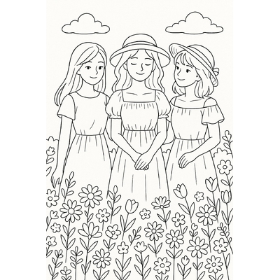 The Story of Three Girls Coloring Pages for Kids 2026