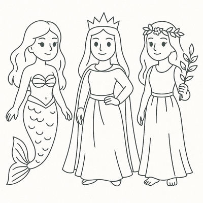 The Story of Three Girls Coloring Pages for Kids 2026