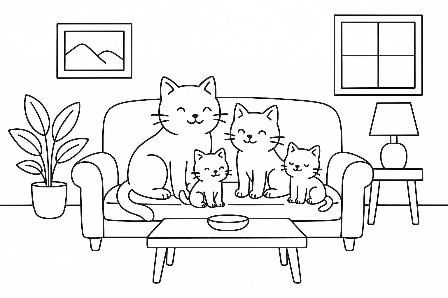 Cat Family at Home