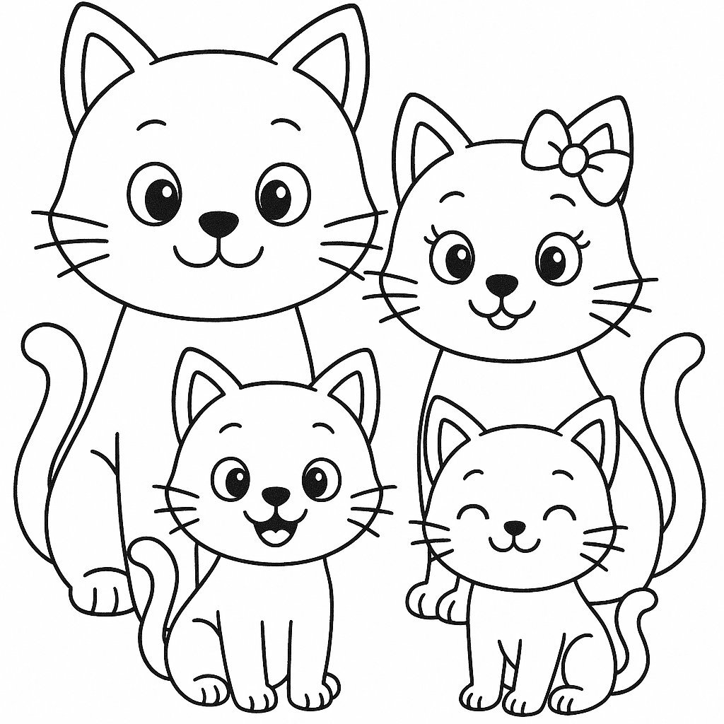 Cartoon Cat Family