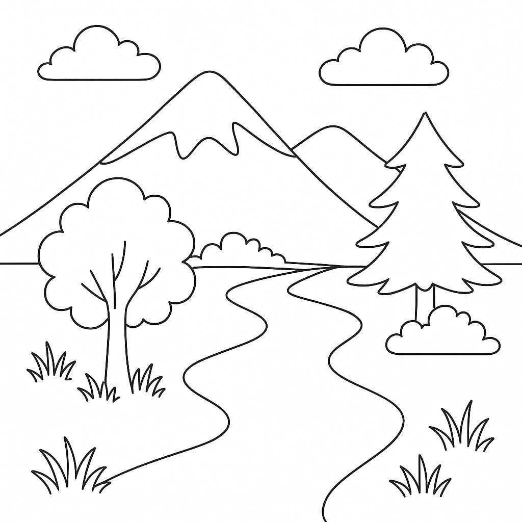 Natural Landscape Coloring Poster