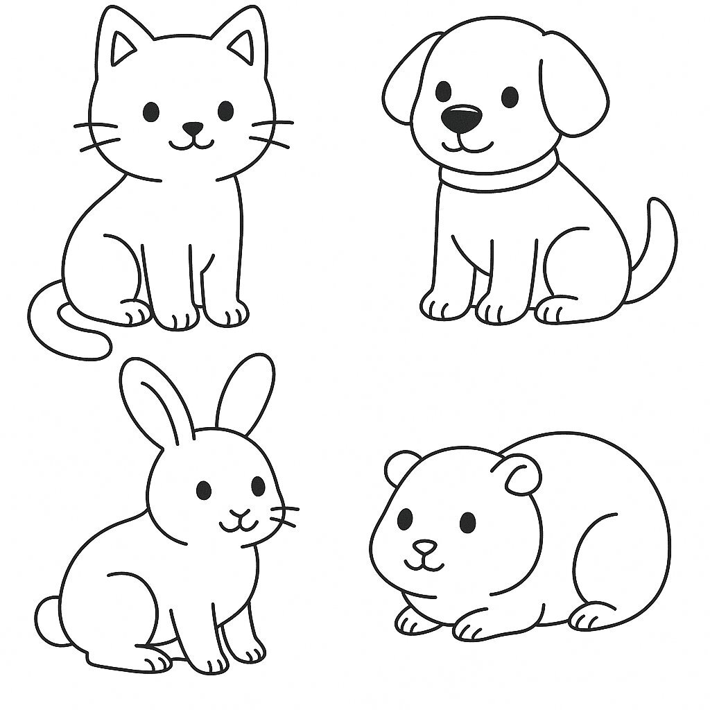 Cute Pets Coloring Poster