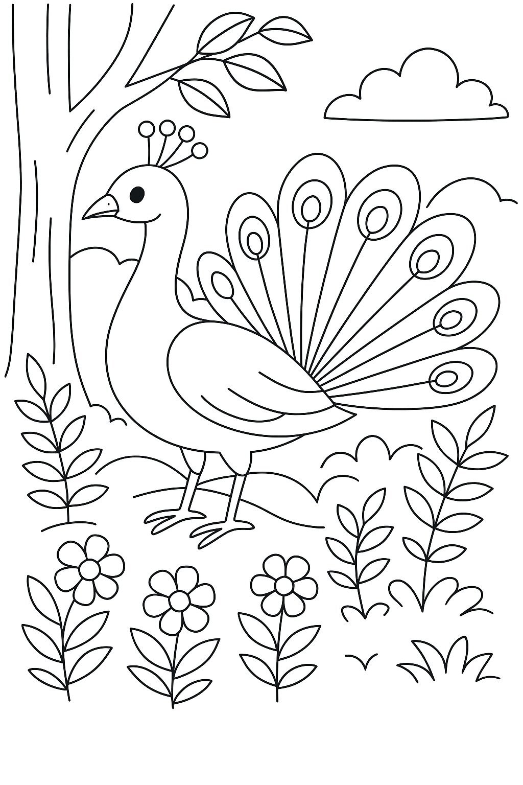 Coloring a Peacock with a Natural Background