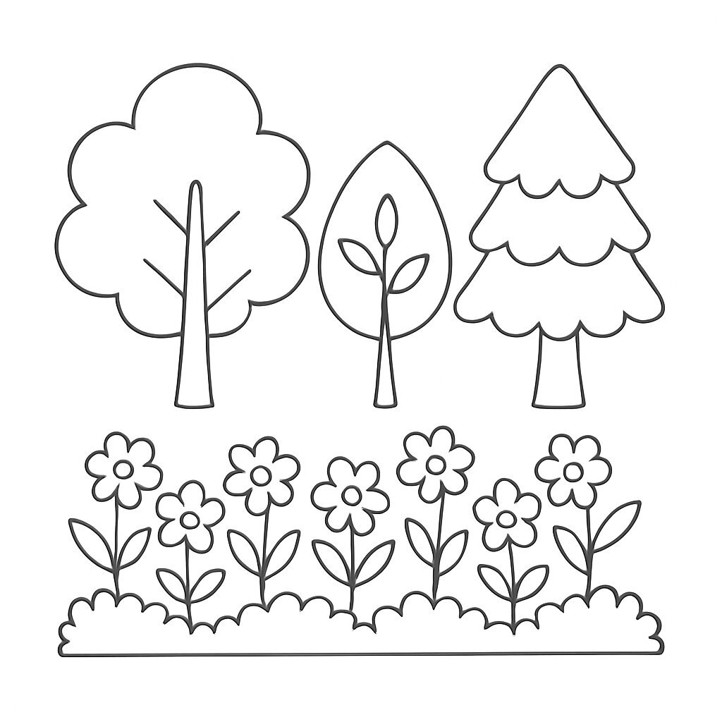 Trees and Flower Garden