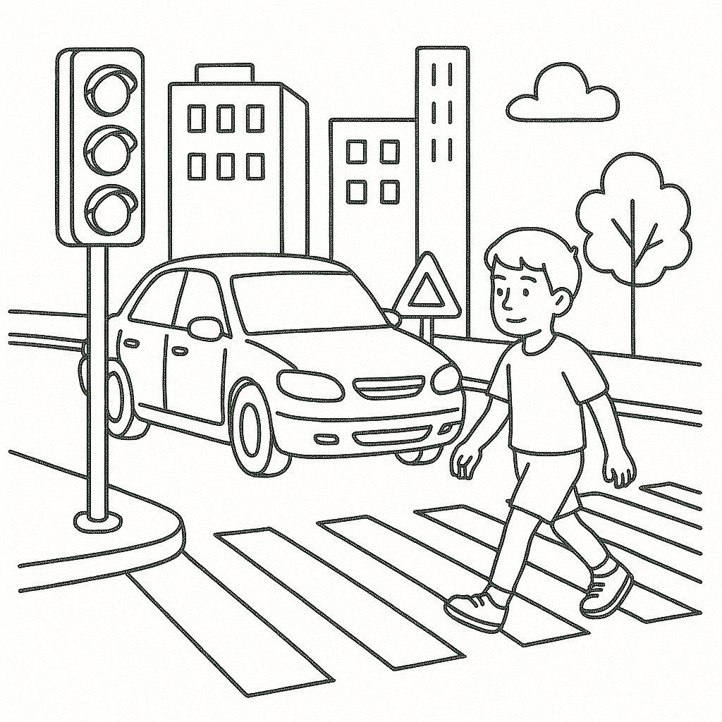 Traffic Safety Coloring Pages for Kids 2026