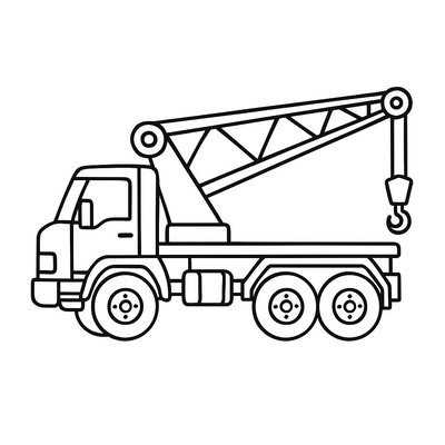 Crane Truck Coloring Pages for Kids - Construction Coloring Sheets 2026