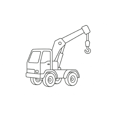 Crane Truck Coloring Pages for Kids - Construction Coloring Sheets 2026