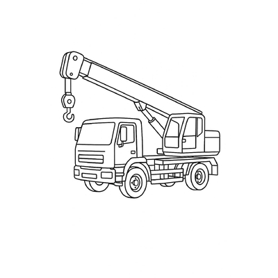 Crane Truck Coloring Pages for Kids - Construction Coloring Sheets 2026