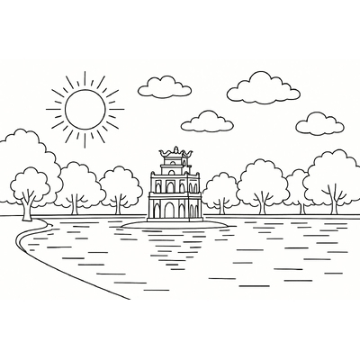 Hoan Kiem Lake Coloring Pages for Kids 2026