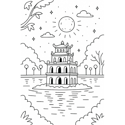 Hoan Kiem Lake Coloring Pages for Kids 2026