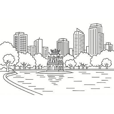 Hoan Kiem Lake Coloring Pages for Kids 2026