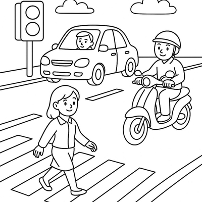 Traffic Safety Coloring Pages for Kids 2026