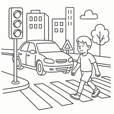 Traffic Safety Coloring Pages for Kids 2026
