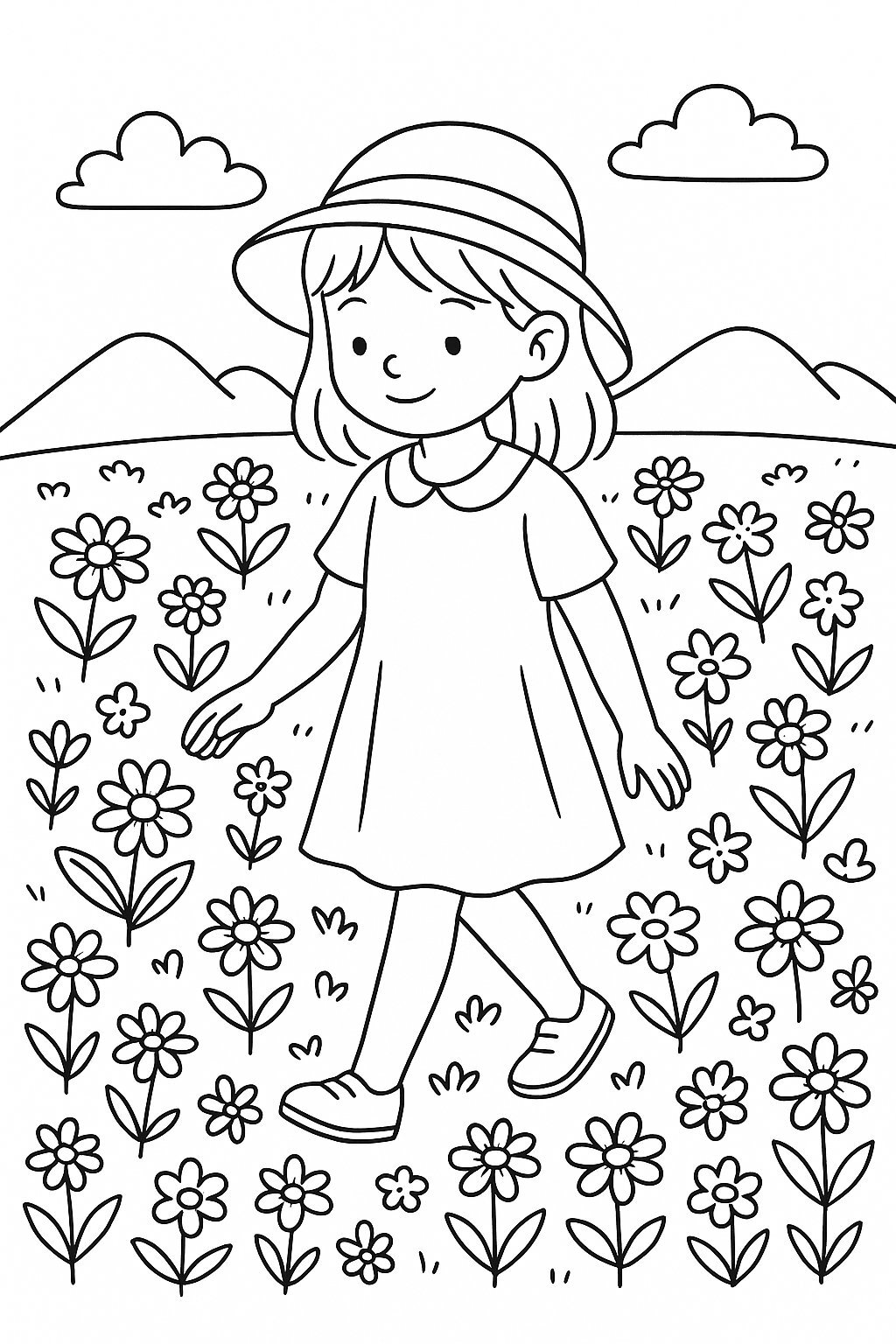 Girl in a Flower Field