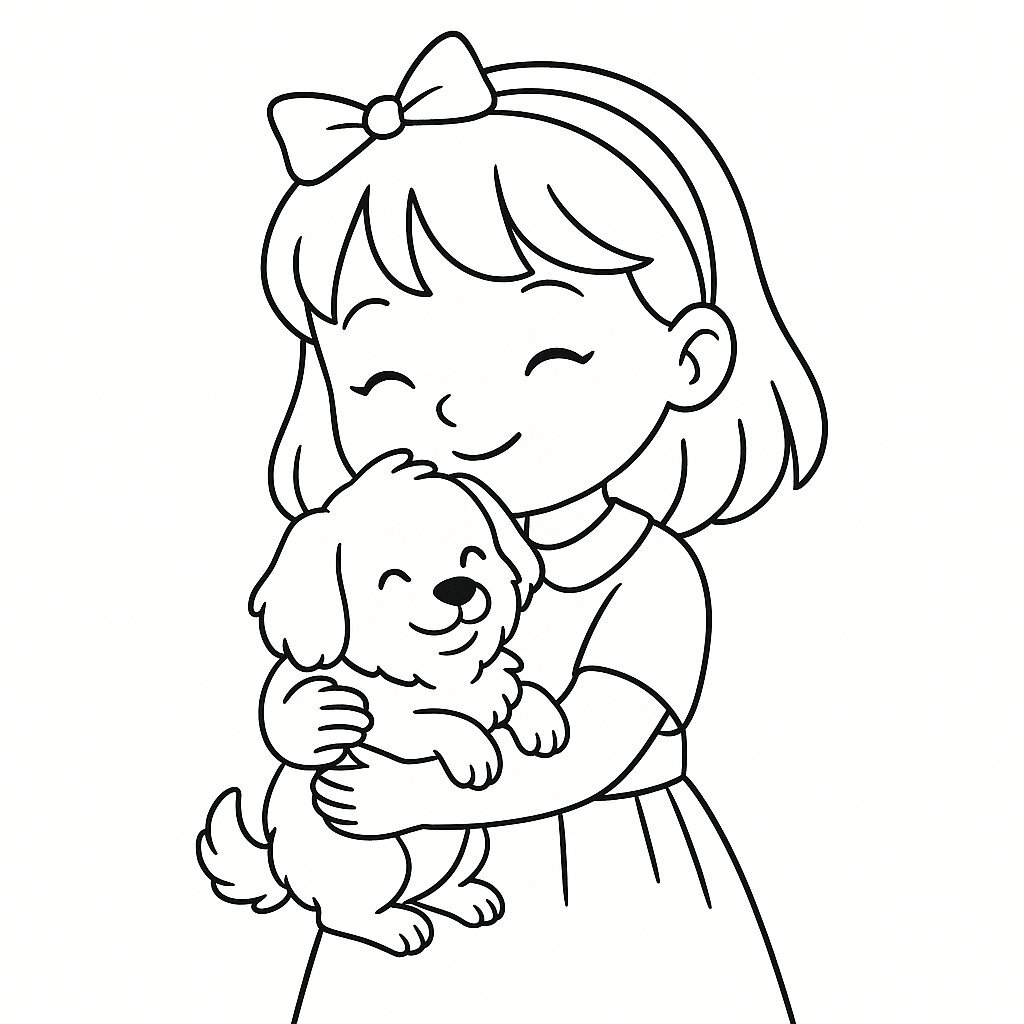 Girl with Her Pet
