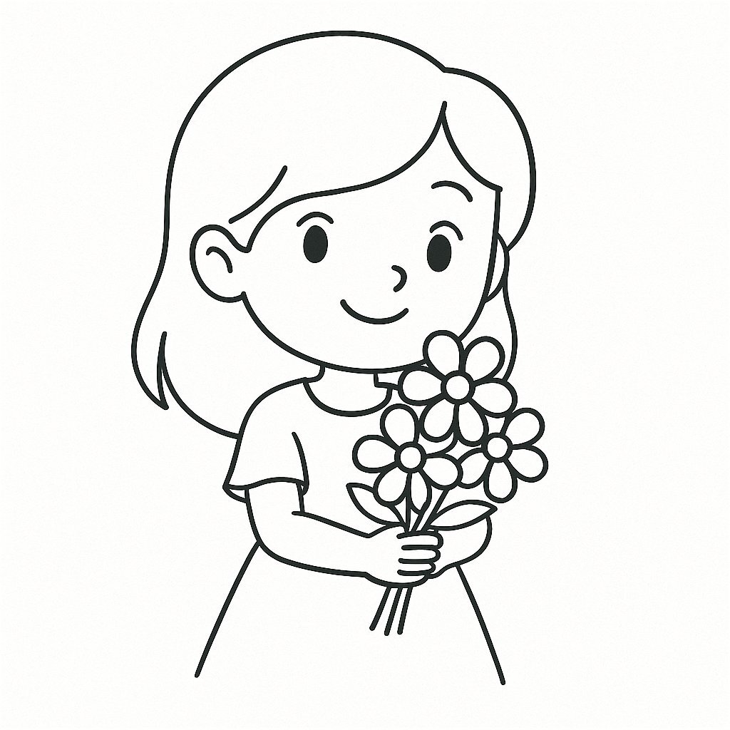 Girl Holding Flowers