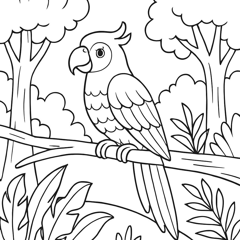 Parrot on a Tree Branch