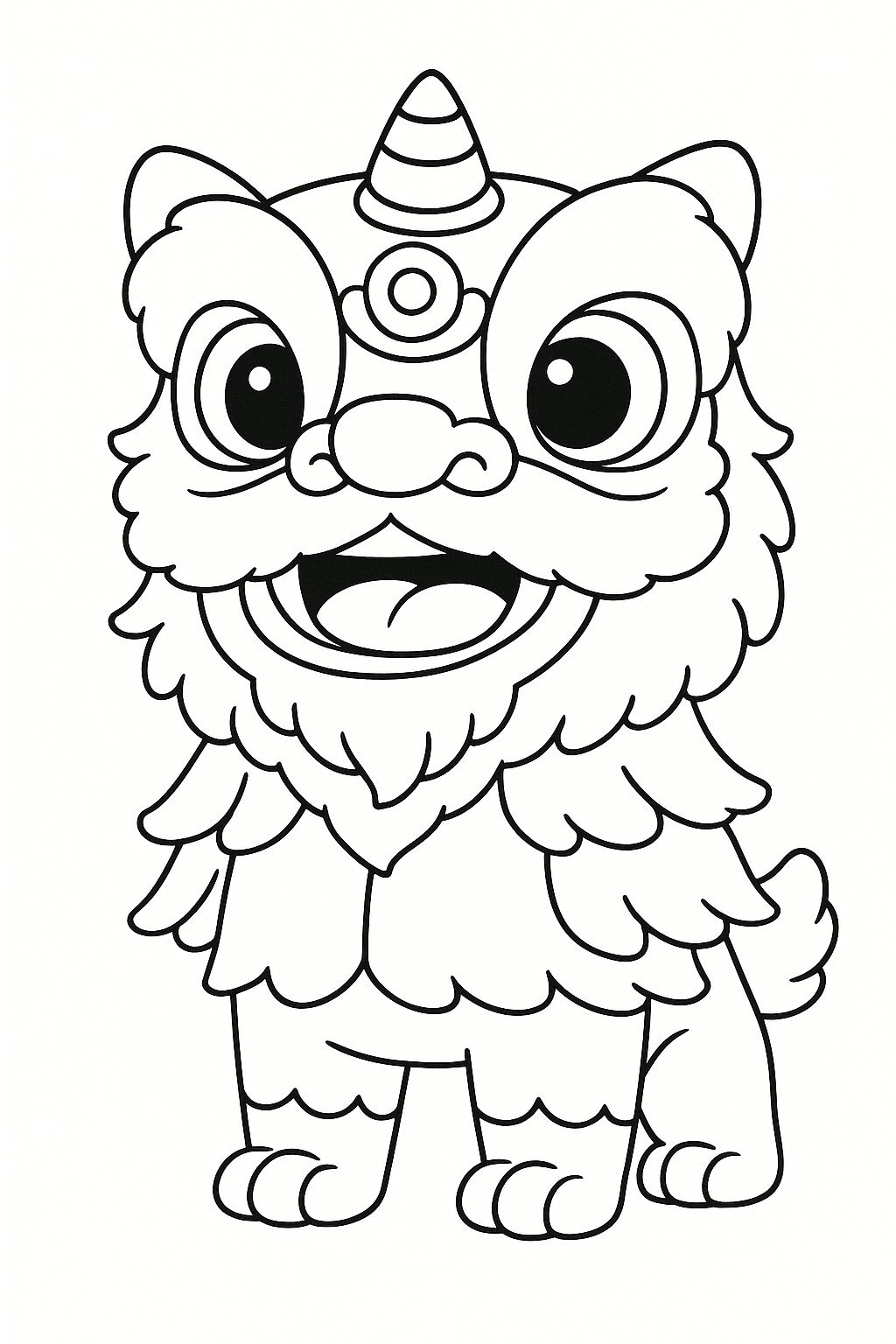 Cartoon-Style Lion Dance