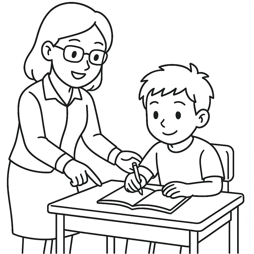 Teacher Helping Students with Homework