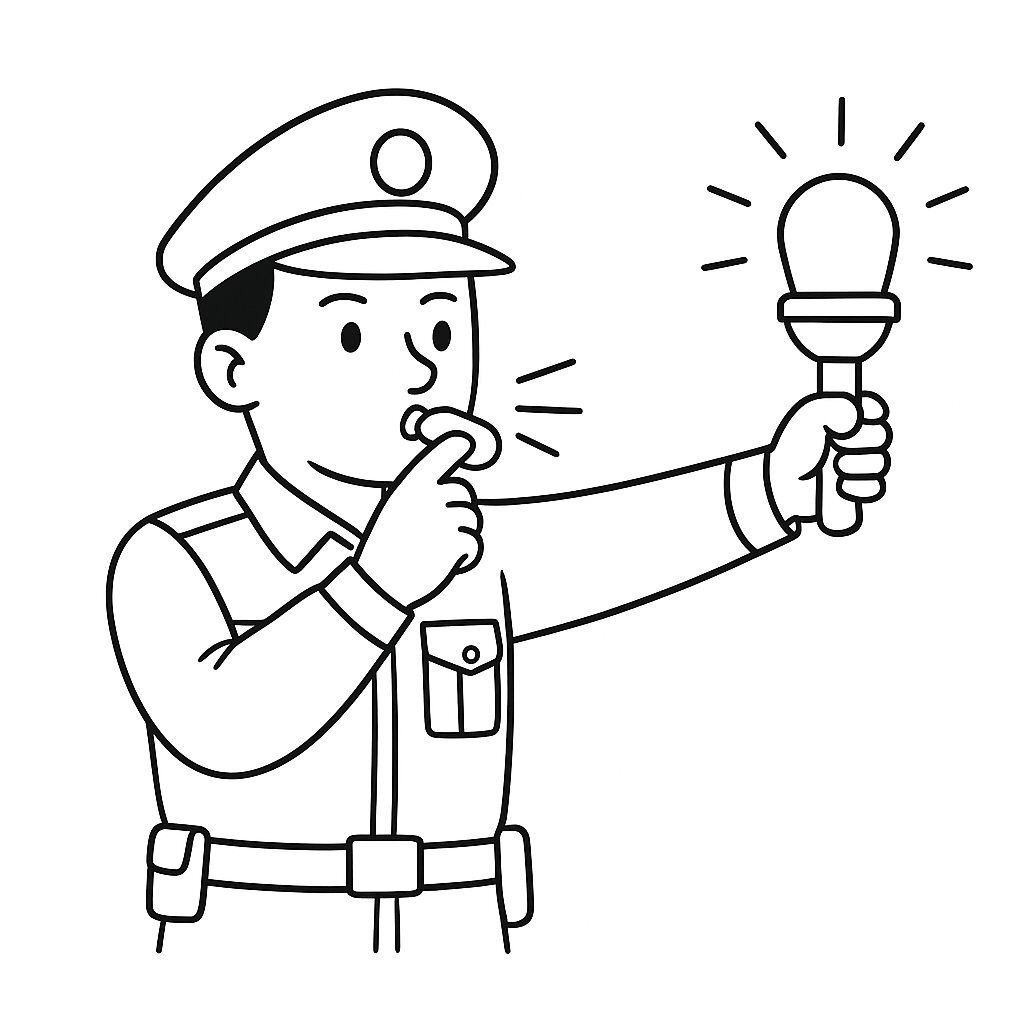 Traffic Police with Signal Light