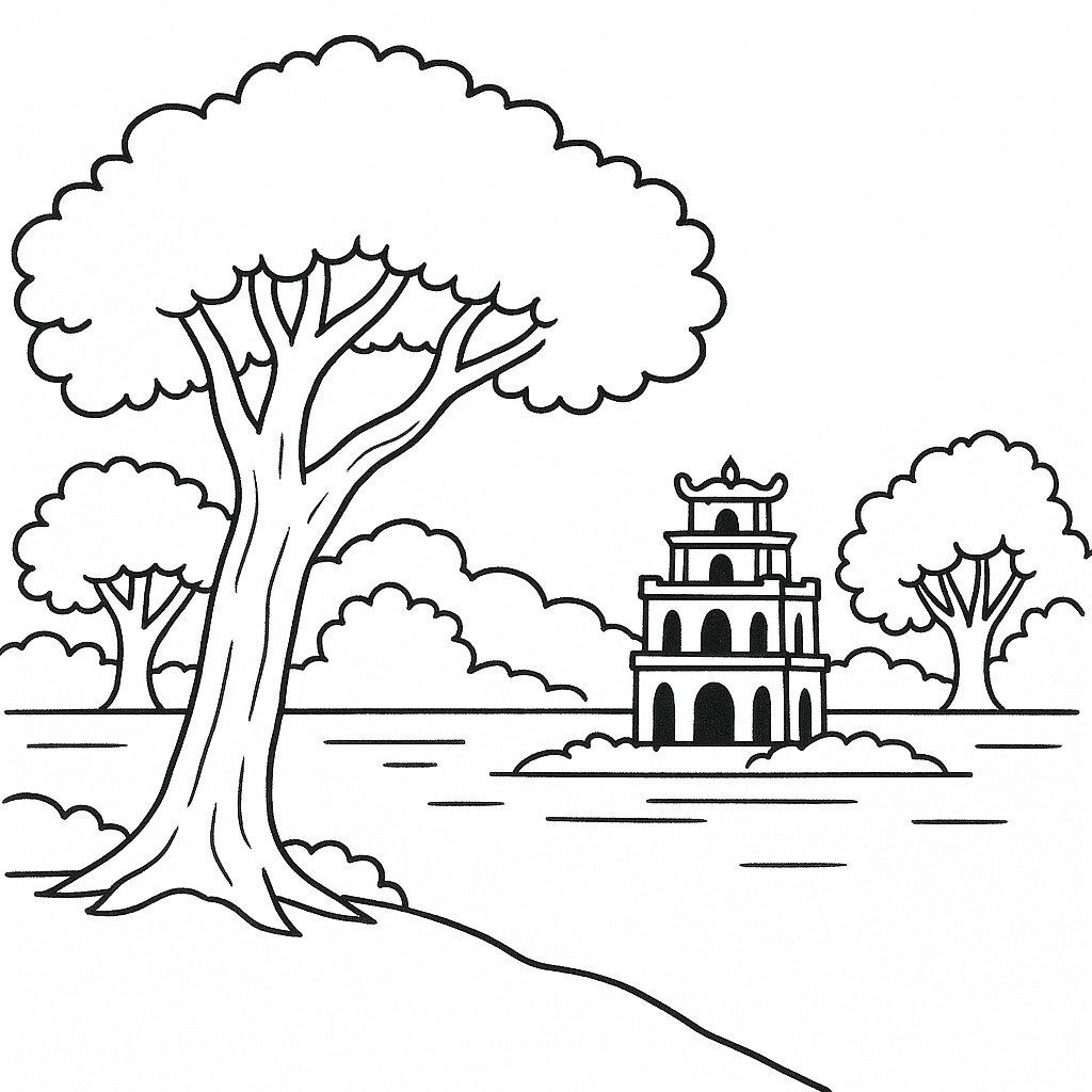 Hoàn Kiếm Lake with Ancient Trees
