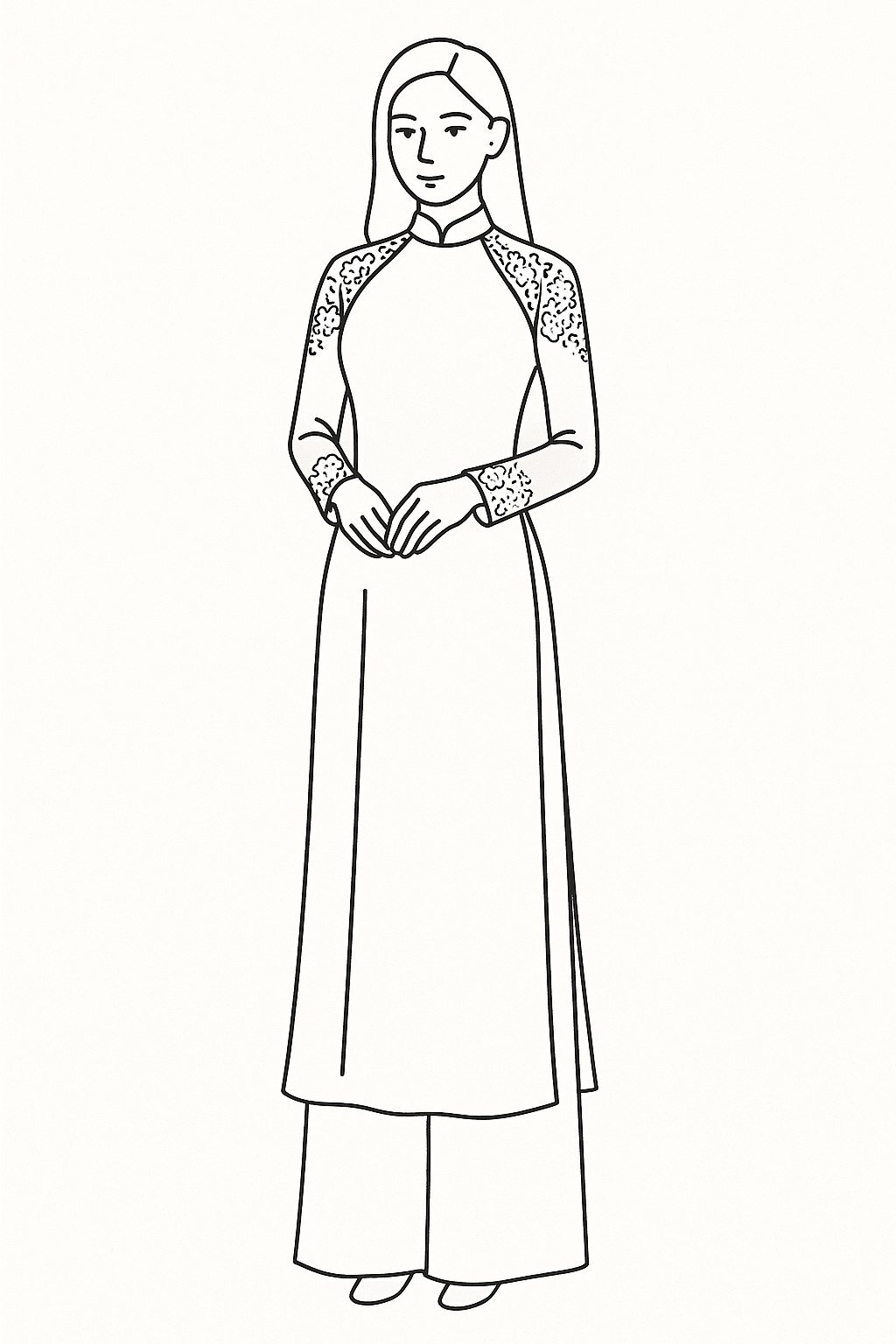 Lace-Accented Ao Dai