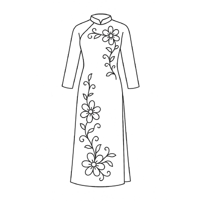 Graceful Áo Dài Coloring Pages for Kids 2026