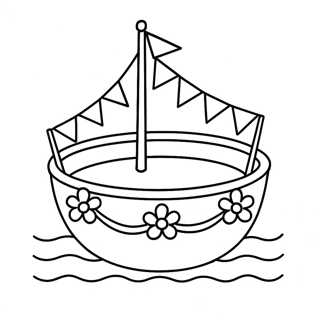 Flower-Decorated Basket Boat in Festivals