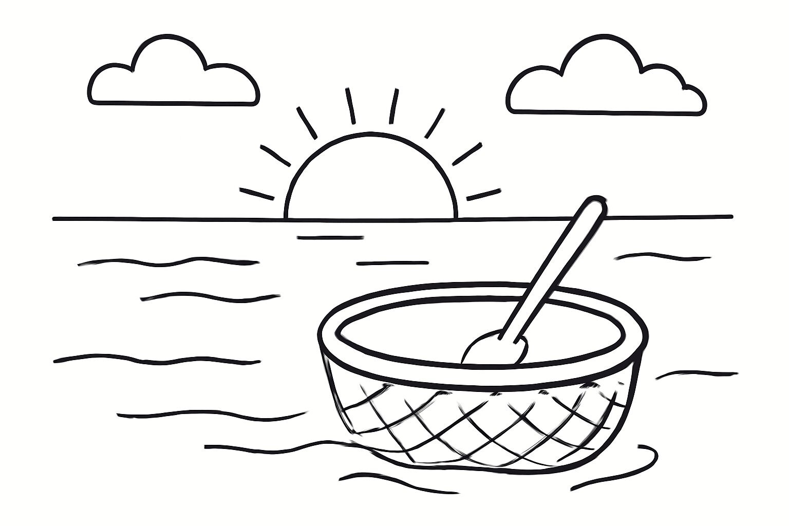 Basket Boat at Sunset