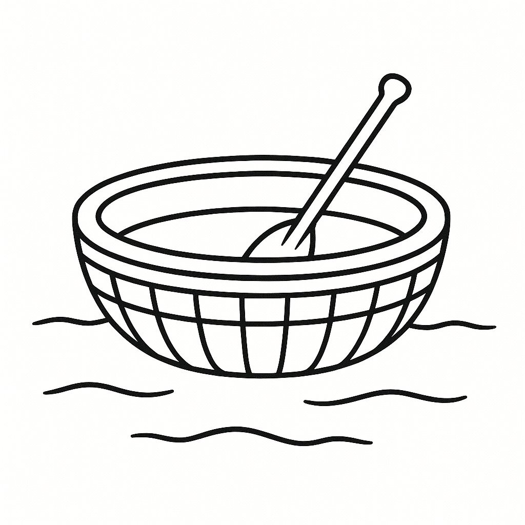 Basket Boat on the Sea
