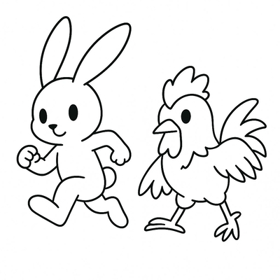 Coloring Pages of the Fox, the Rabbit, and the Rooster for Kids 2026