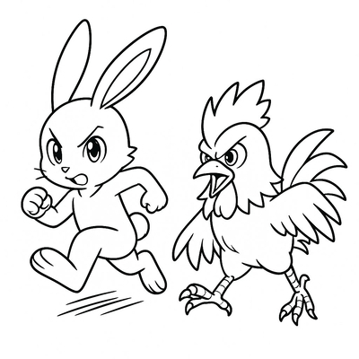 Coloring Pages of the Fox, the Rabbit, and the Rooster for Kids 2026