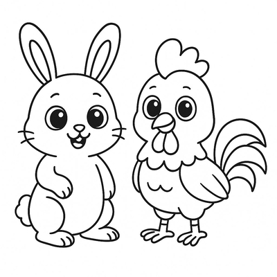 Coloring Pages of the Fox, the Rabbit, and the Rooster for Kids 2026