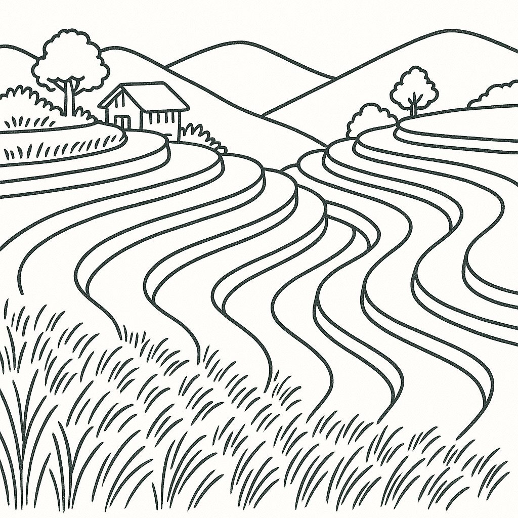 Terraced Fields in the Ripe Rice Season