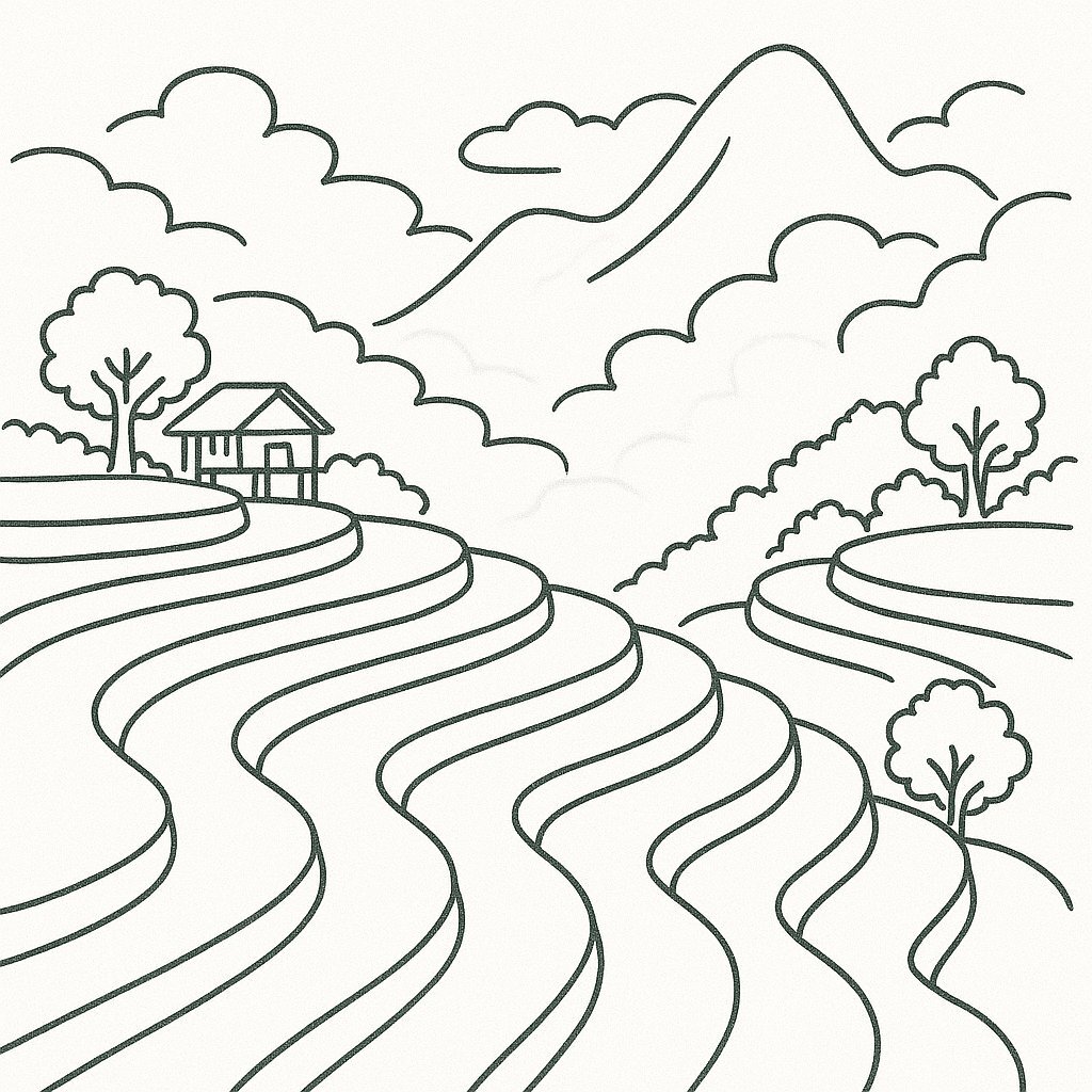Beautiful and Easy-to-Download Terraced Field Coloring Pages for Kids 2026