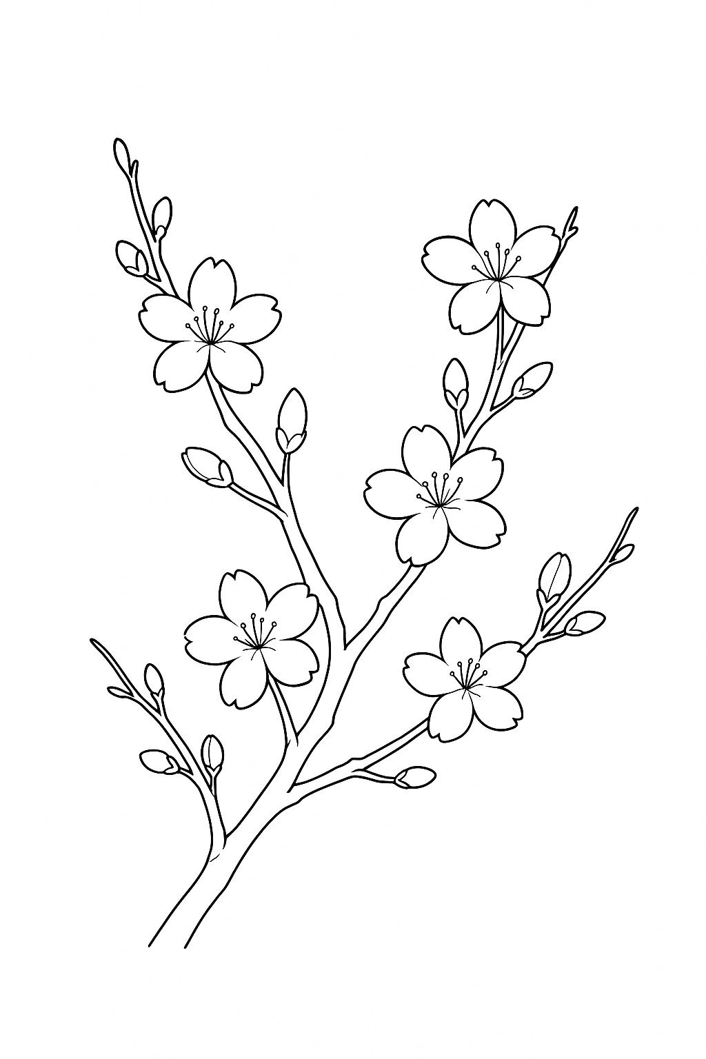 Beautiful and Printable Apricot Blossom Branch Coloring Pages for Kids PDF 2026