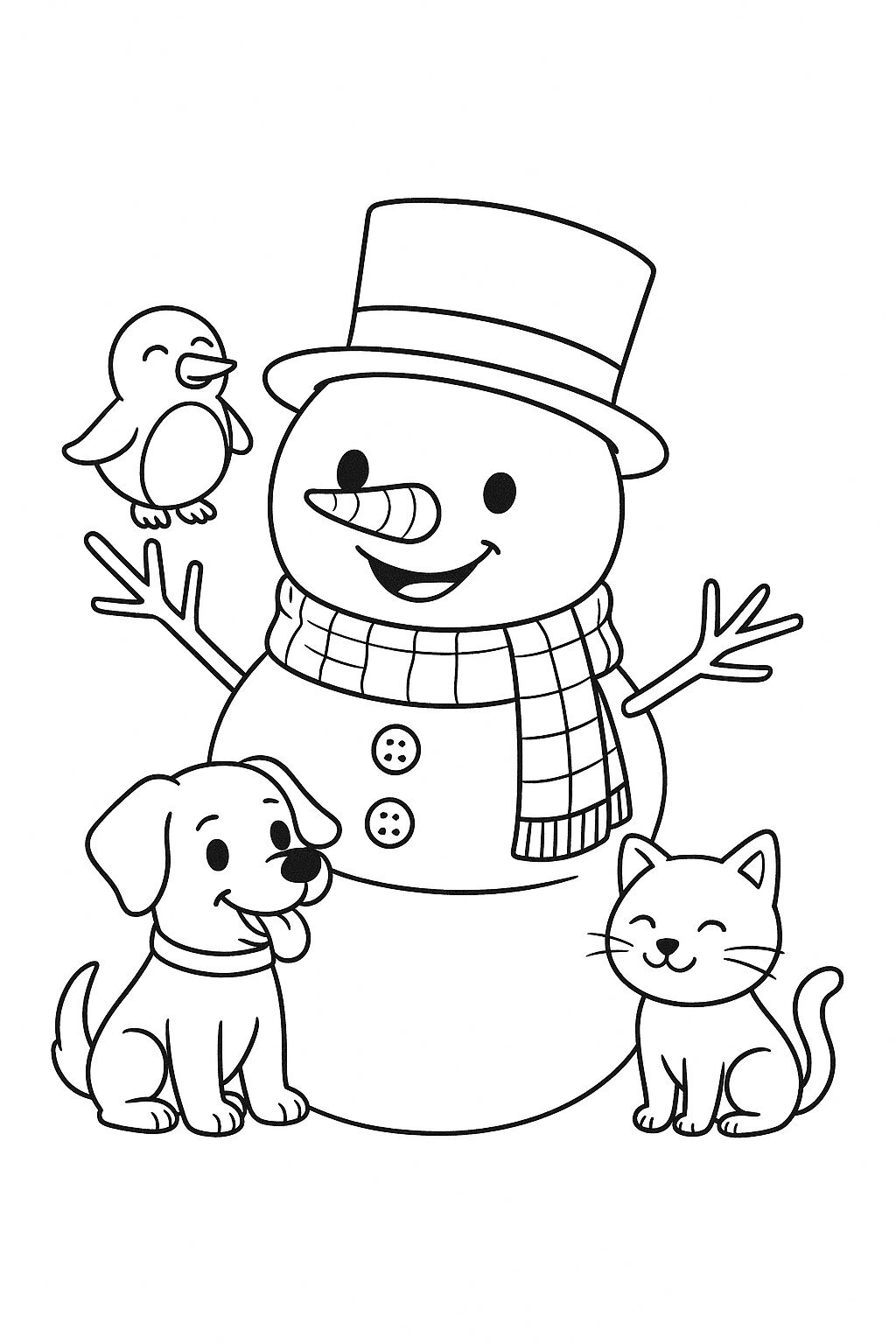 Snowman with Pets
