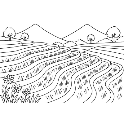 Beautiful and Easy-to-Download Terraced Field Coloring Pages for Kids 2026