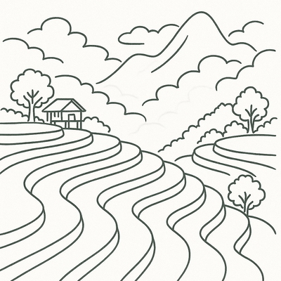 Beautiful and Easy-to-Download Terraced Field Coloring Pages for Kids 2026