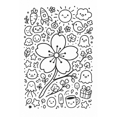 Beautiful and Printable Apricot Blossom Branch Coloring Pages for Kids PDF 2026
