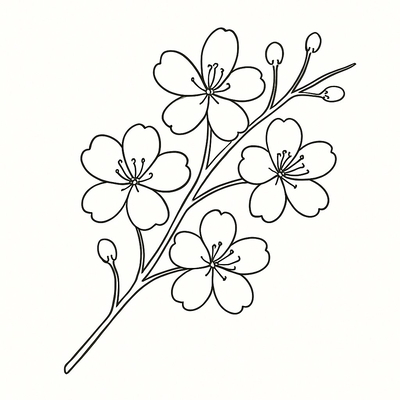 Beautiful and Printable Apricot Blossom Branch Coloring Pages for Kids PDF 2026