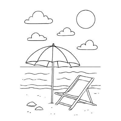 Beautiful Beach Landscape Coloring Pages for Kids PDF 2026