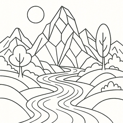 Mountain Landscape Coloring Pages for Kids 2026