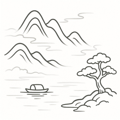 Mountain Landscape Coloring Pages for Kids 2026