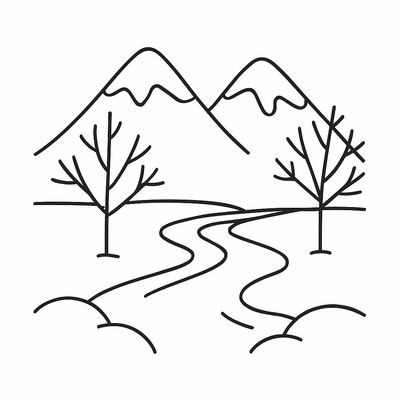 Mountain Landscape Coloring Pages for Kids 2026