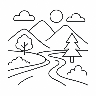 Mountain Landscape Coloring Pages for Kids 2026