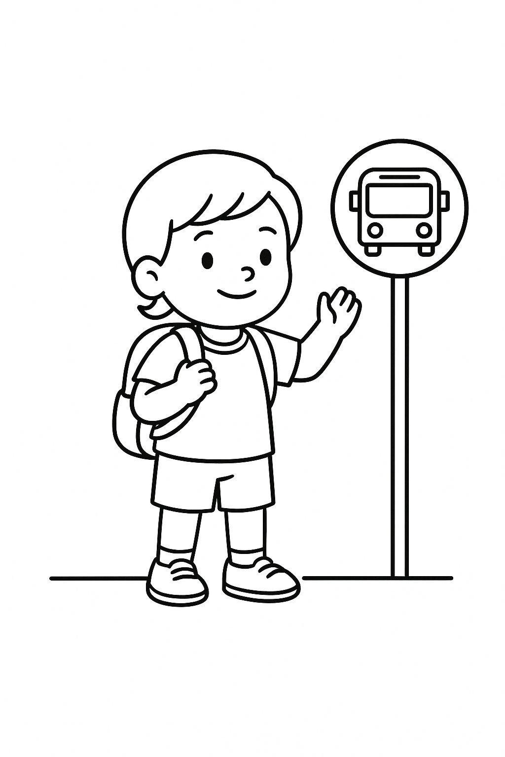 Kid Waiting for the School Bus