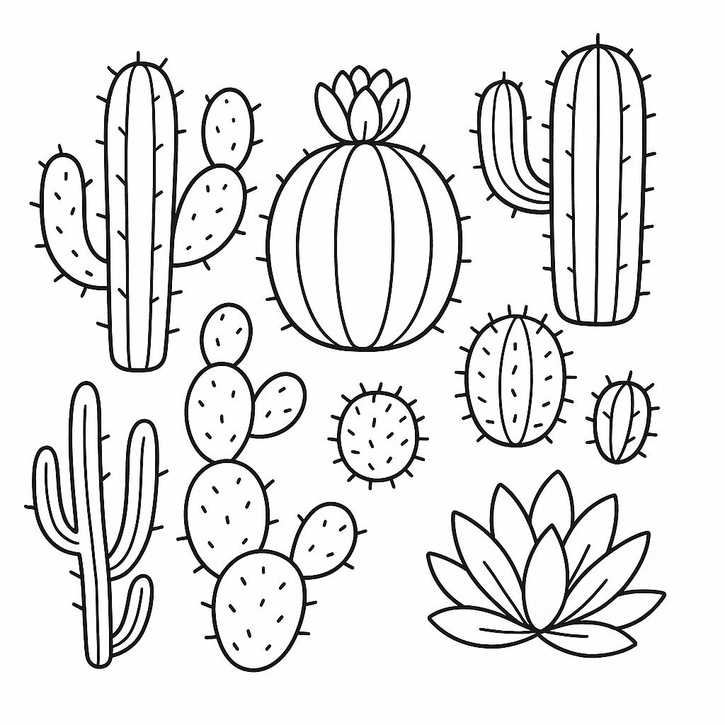 Cute Cactus Coloring Pages for Kids 2026 – Adorable PDF Sheets