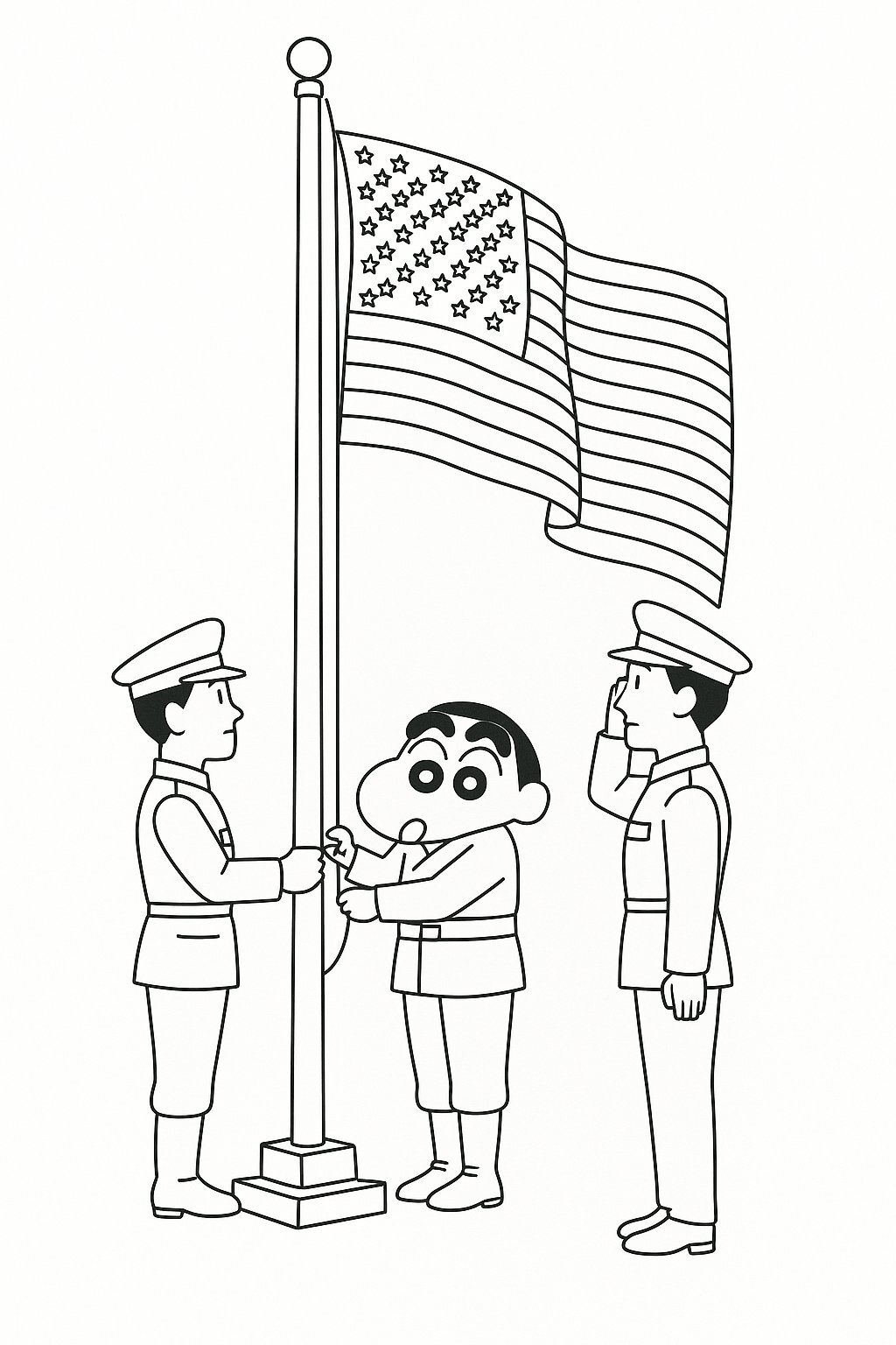 Flagpole with Flag-Raising Ceremony